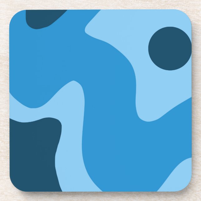 Mid Century Blue Deep Water Abstract Design  Coaster (Front)