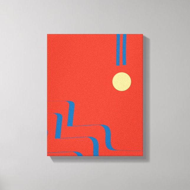 Mid Century Blue Line, Art of Lines, Art Abstract Canvas Print (Front)