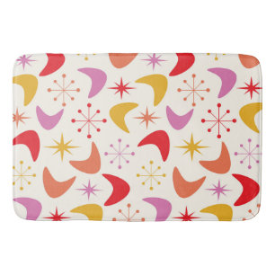 Mid Century Boomerang with Atomic Starbursts  Bath Mat