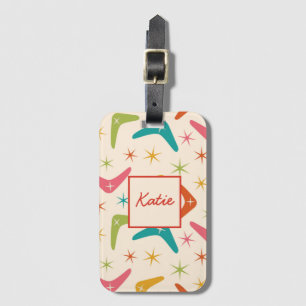 Mid Century Boomerang with Retro starbursts Custom Luggage Tag