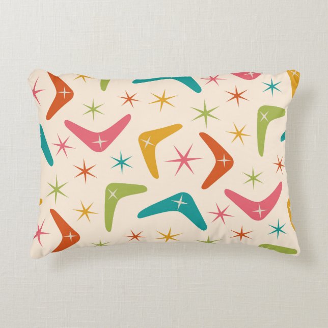Mid Century Boomerang with Retro starbursts  Decorative Cushion (Front)