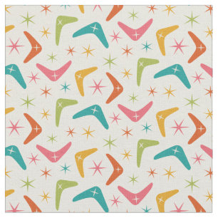 Mid Century Boomerang with Retro starbursts  Fabric