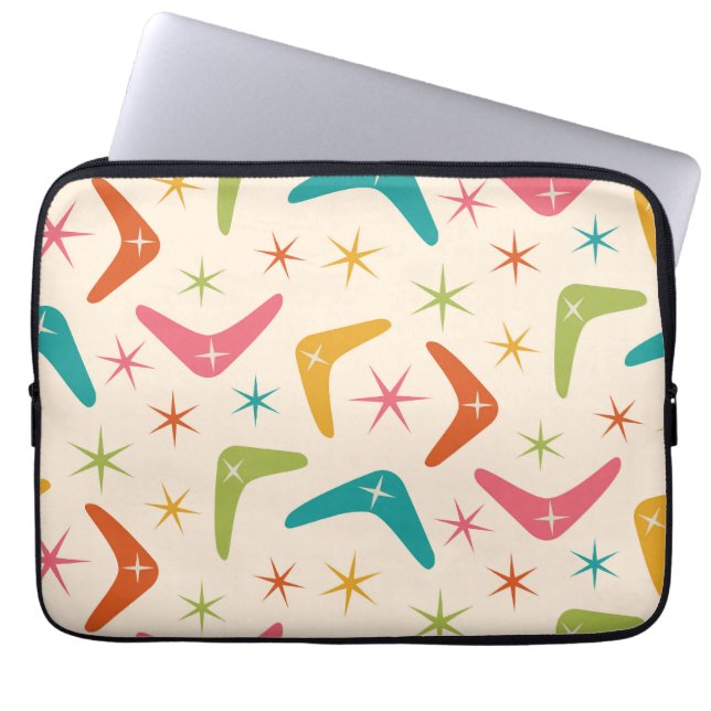 Mid Century Boomerang with Retro starbursts  Laptop Sleeve (Front)