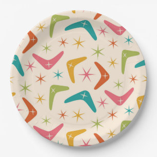 Mid Century Boomerang with Retro Starbursts  Paper Plate