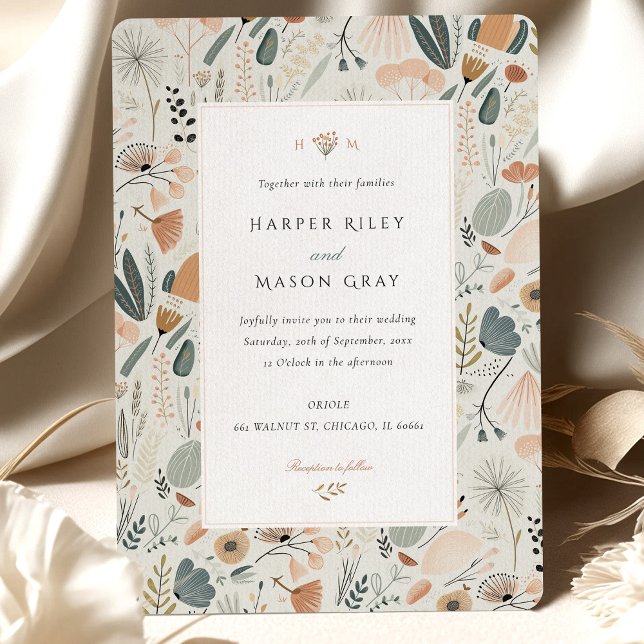 Mid-Century Botanical Elegance Wedding Invitation (Creator Uploaded)