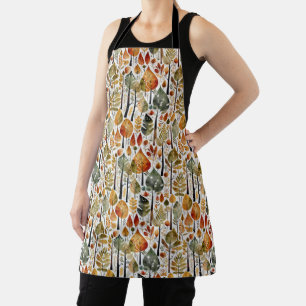 Mid-Century Botanical Fall Forest Apron
