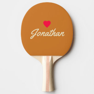 Mid-Century Burnt Honey Vintage Heart Signature Ping Pong Paddle