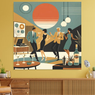 Mid Century California Vibes Martini Dance Party Canvas Print