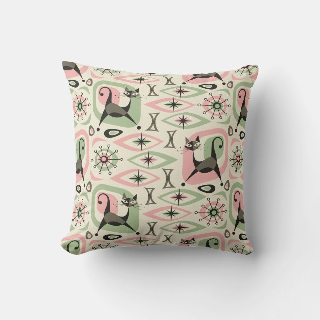 Mid Century Cat Abstract Cushion (Front)
