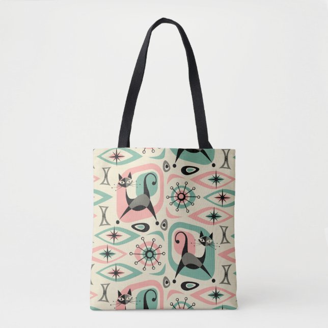 Mid Century Cat Abstract Tote Bag (Front)