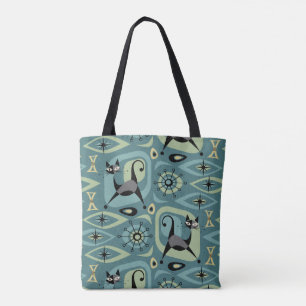 Mid Century Cat Abstract Tote Bag