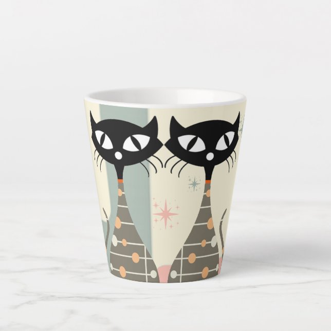 Mid Century Cat Mid-Century Modern Latte Mug (Front)