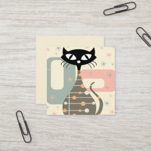 Mid Century Cat Mid-Century Modern Square Business Card