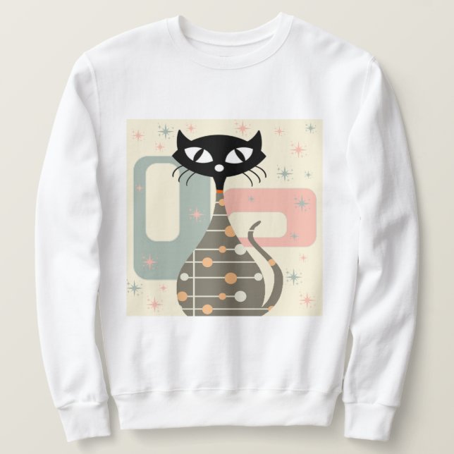 Mid Century Cat Mid-Century Modern Sweatshirt (Design Front)