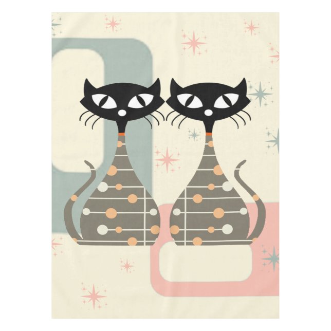 Mid Century Cat Mid-Century Modern Tablecloth (Front)