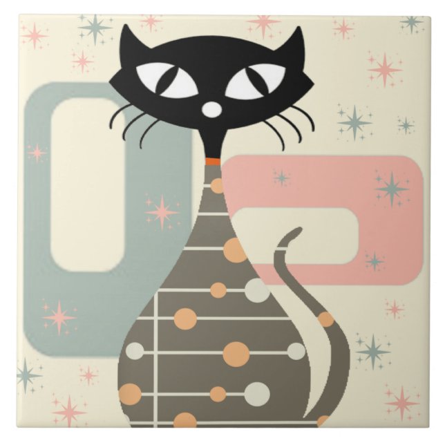 Mid Century Cat Mid-Century Modern Tile (Front)