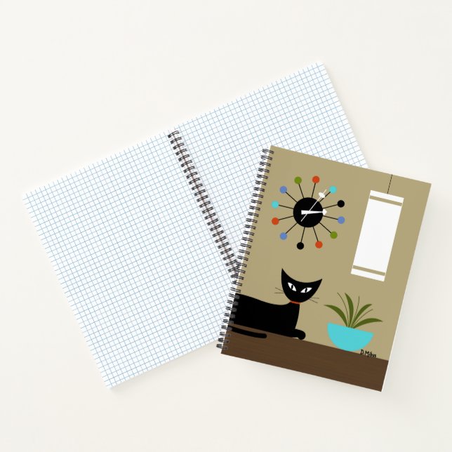 Mid Century Cat with Ball Cat Notebook (Inside)