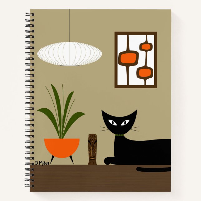 Mid Century Cat with Mod Pods Notebook (Front)