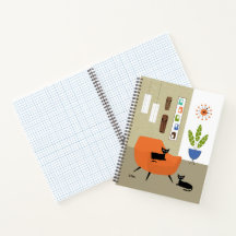 Mid Century Cat with Tikis on the Wall