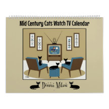 Mid Century Cats Watch TV Calendar