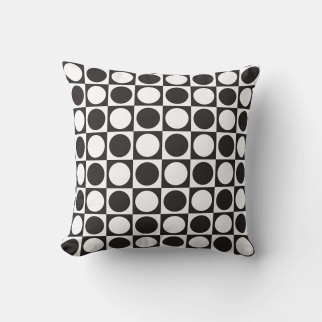 Mid-Century Chequerboard - black and white Cushion (Front)