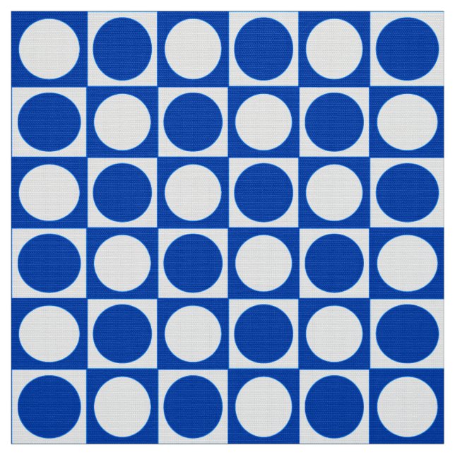 Mid-Century Chequerboard - cobalt and white Fabric (Swatch)