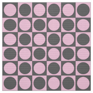 Mid-Century Chequerboard - grey and pink Fabric