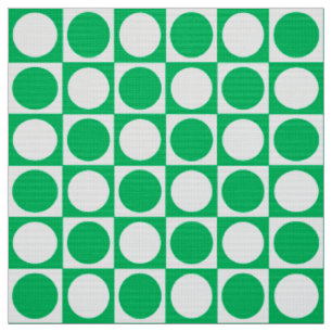 Mid-Century Chequerboard - jade green and white Fabric