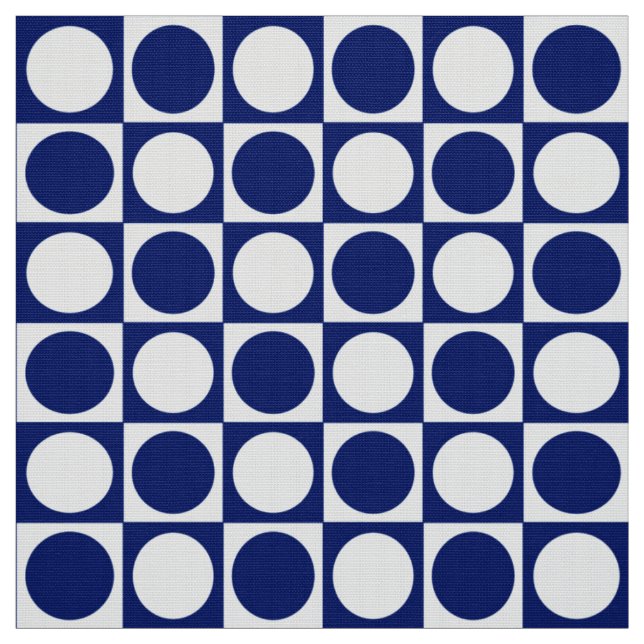 Mid-Century Chequerboard - navy and white Fabric (Swatch)