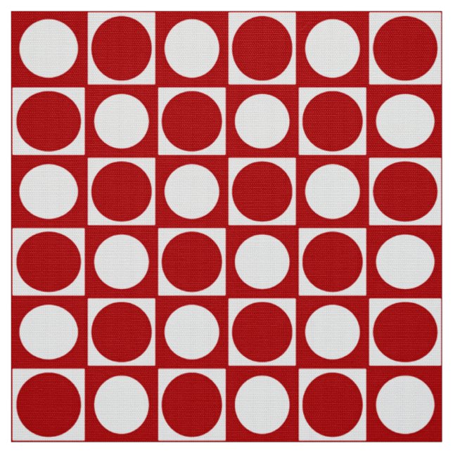 Mid-Century Chequerboard - red and white Fabric (Swatch)