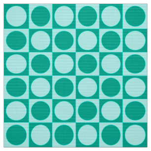 Mid-Century Chequerboard - turquoise & aqua Fabric