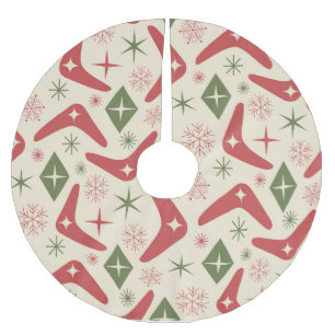 Mid Century Christmas Boomerangs with Diamonds Brushed Polyester Tree Skirt