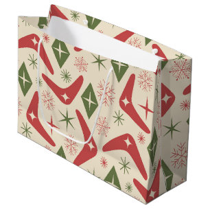 Mid Century Christmas Boomerangs with Diamonds  Large Gift Bag