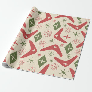 Mid Century Christmas Boomerangs with Diamonds Wrapping Paper