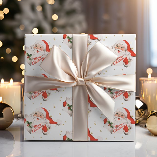 Mid Century Christmas Caroling Santa Claus  Wrapping Paper (Mid Century Christmas Caroling Santa Claus Wrapping Paper)