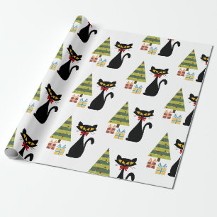 Mid Century Christmas cat Wrapping Paper