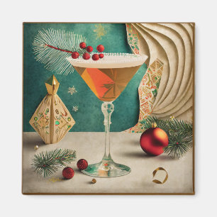 Mid Century Christmas Cocktail Party Happy Hour Magnet