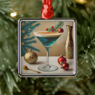 Mid Century Christmas Cocktail Party Happy Hour Metal Tree Decoration