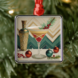 Mid Century Christmas Cocktail Party Happy Hour Metal Tree Decoration