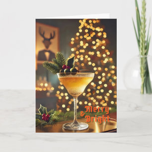 Mid Century Christmas Merry & Bright Cocktail Card