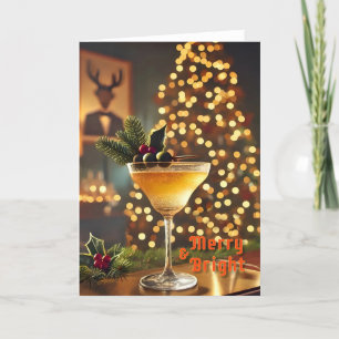 Mid Century Christmas Merry & Bright Cocktail Card