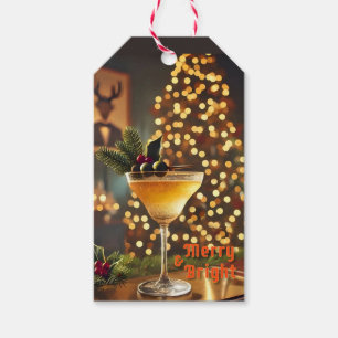 Mid Century Christmas Merry & Bright Cocktail  Gift Tags