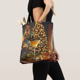 Mid Century Christmas Merry & Bright Cocktail  Tote Bag