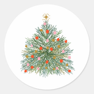 Mid-Century Christmas Tree Envelope Seal Stickers