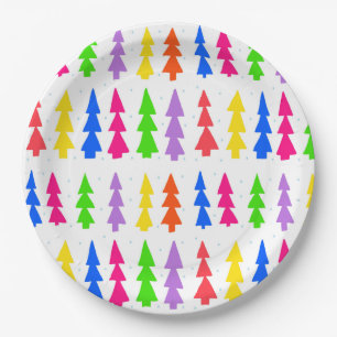 Mid Century Christmas Trees Multi Colour Paper Plate