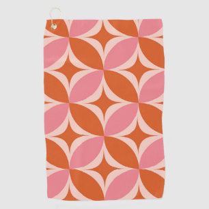 Mid Century Circle Starbursts pink and orange Golf Towel