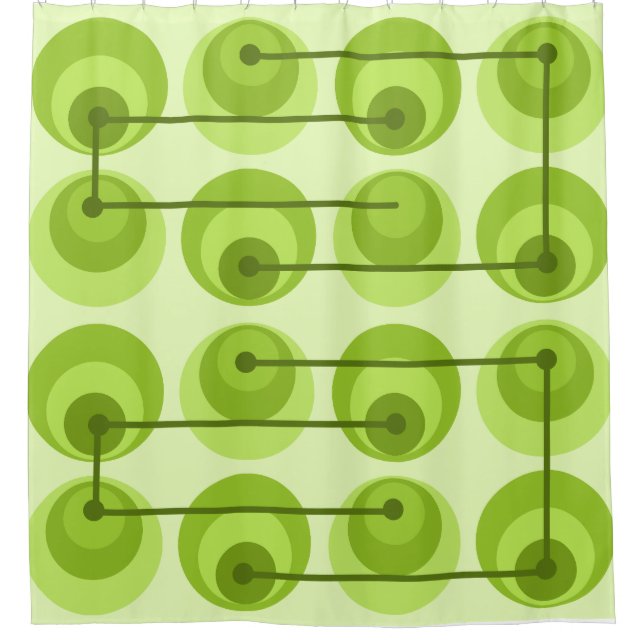 Mid Century Circles Chartreuse Shower Curtain (Front)