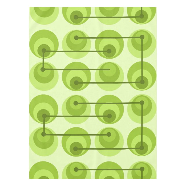 Mid Century Circles Chartreuse Tablecloth (Front)