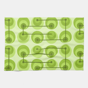 Mid Century Circles Chartreuse Tea Towel