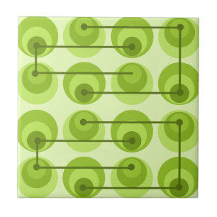 Mid Century Circles Chartreuse Tile